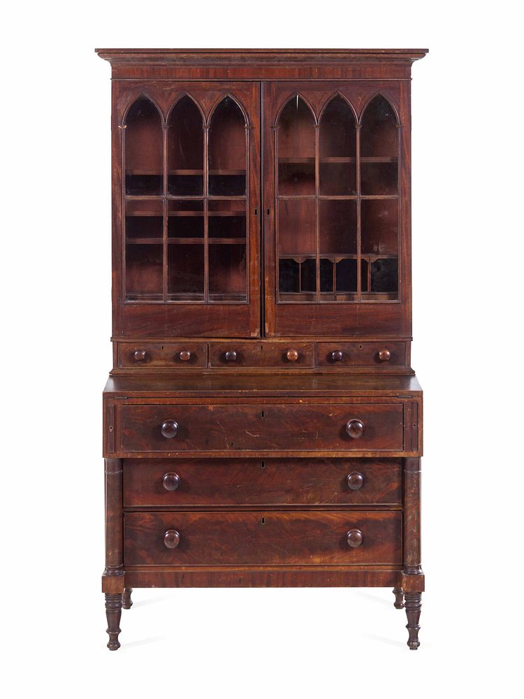 Appraisal: A Classical Mahogany Secretary Bookcase A Classical Mahogany Secretary Bookcase