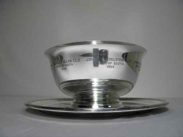 Appraisal: Sterling silver trophy bowl and tray Trophy bowl engraved on