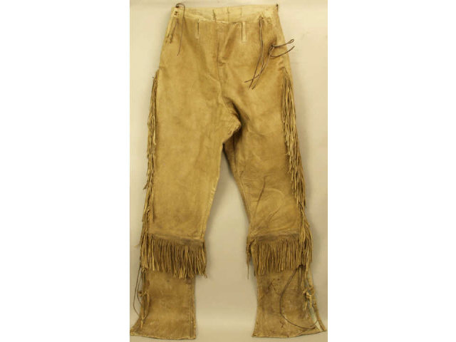 Appraisal: Pair of fringed buckskin pants originally bought from celebrity George