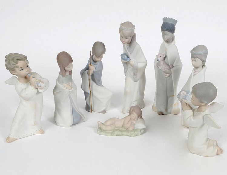 Appraisal: EIGHT LLADRO PORCELAIN NATIVITY FIGURESEach marked on the underside Height