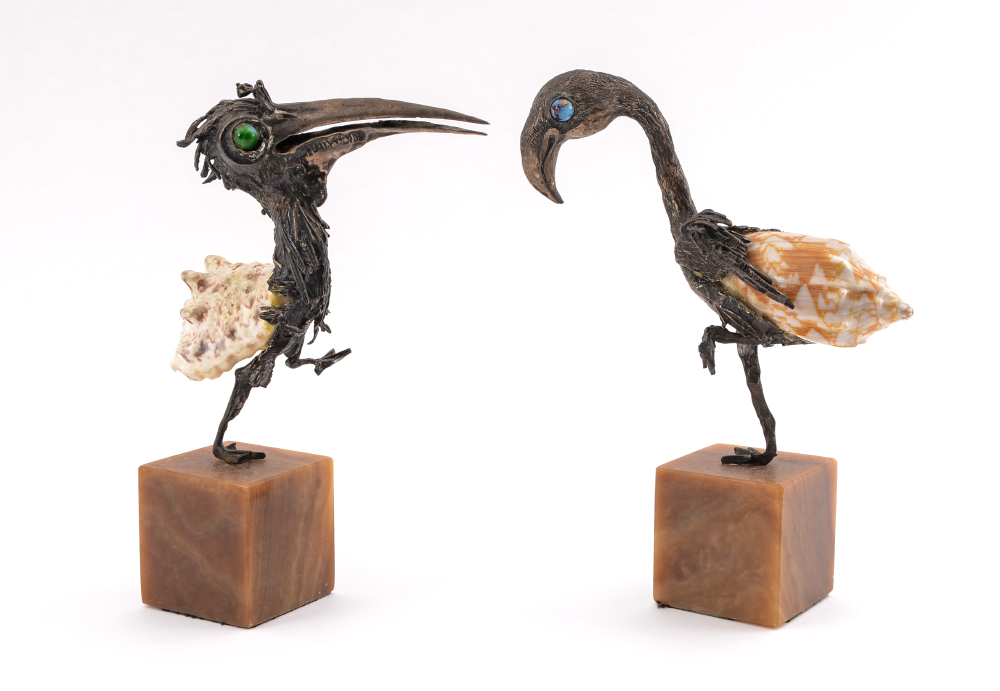 Appraisal: TENO Aurelio Spanish - shell bonze sculptures affixed to onyx