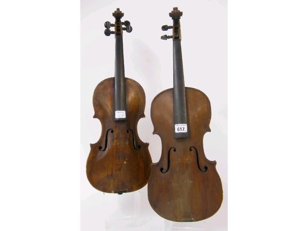 Appraisal: Interesting th century violin in need of restoration labelled Joannes