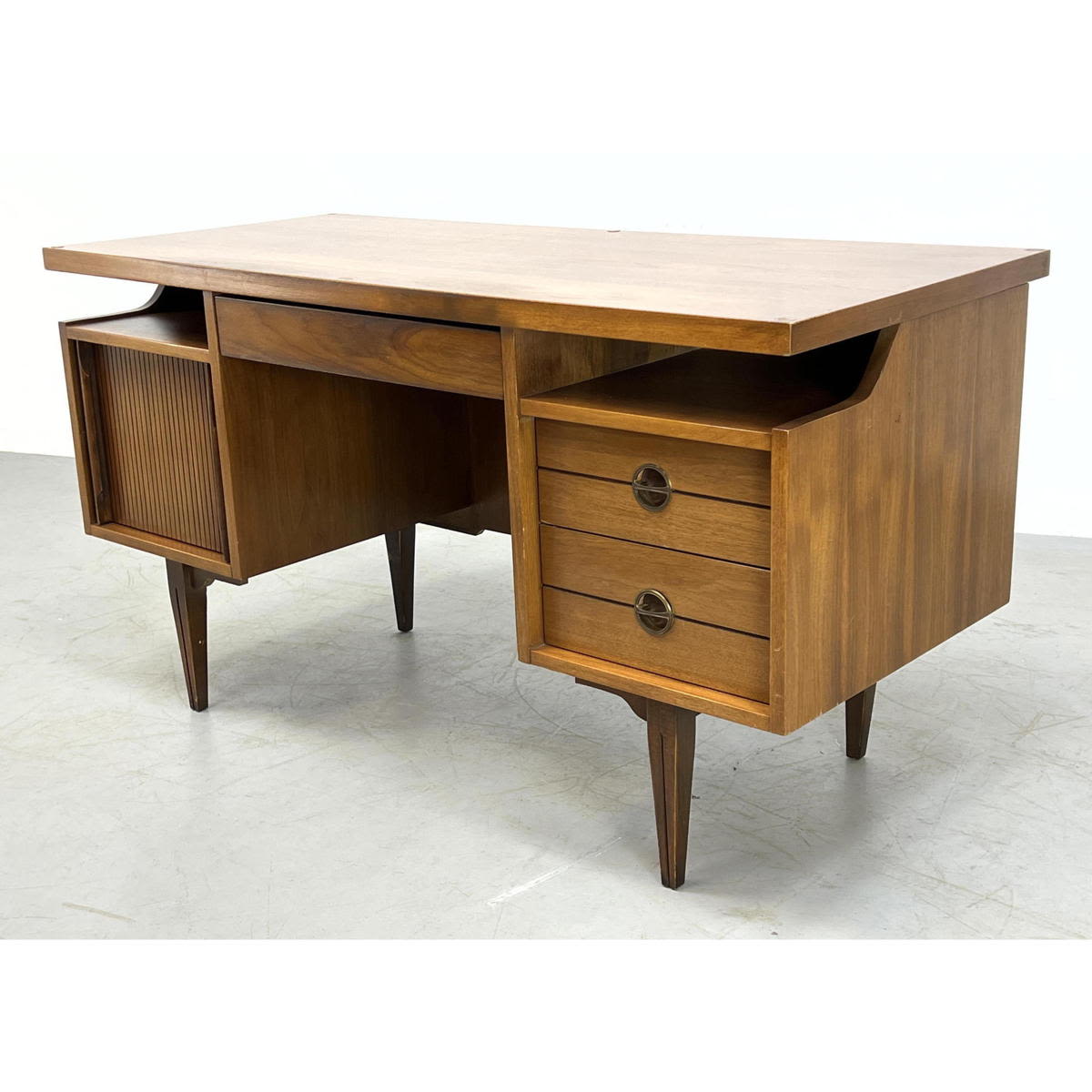 Appraisal: Hooker American Modern Walnut Desk Dimensions H inches W inches