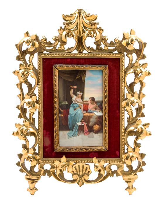 Appraisal: Sale Lot A Continental Porcelain Plaque depicting a female attendant