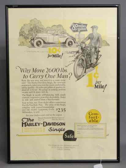 Appraisal: c Harley Davidson poster Full page two color poster advertisement