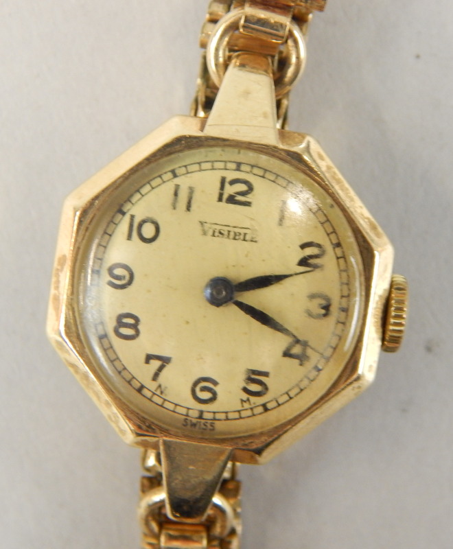 Appraisal: A 's style Visible ladies ct gold cocktail watch of