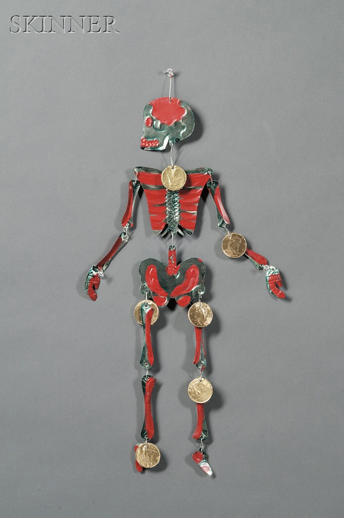 Appraisal: Thomas Lanigan-Schmidt American b Untitled Skeleton Unsigned Mixed media oil