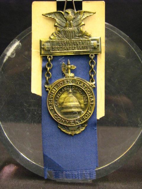 Appraisal: Original medal badge from the Republican National Convention held in