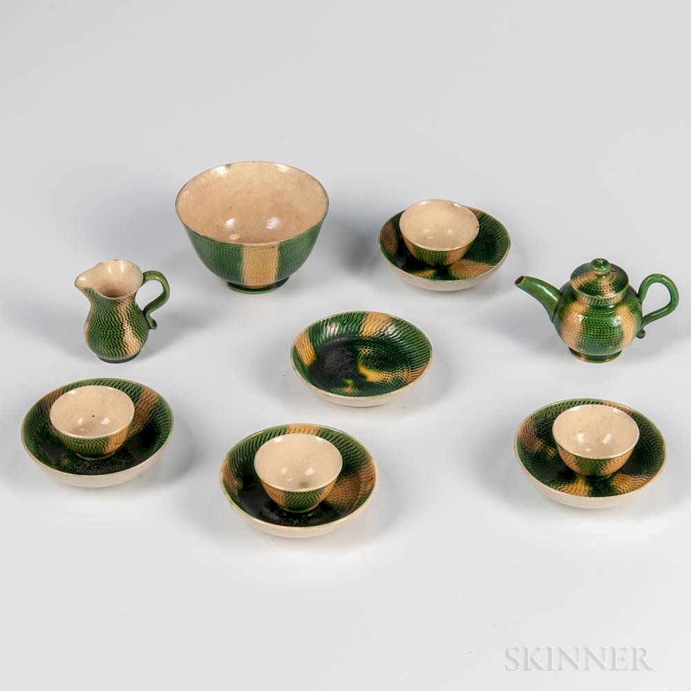 Appraisal: Staffordshire Creamware Miniature Melon Tea Service Staffordshire Creamware Miniature Melon