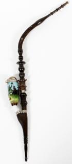 Appraisal: GERMAN PORCELAIN AND WOOD SMOKING PIPE C GERMAN PORCELAIN AND