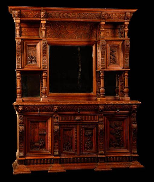 Appraisal: A Continental Renaissance style oak buffet A Continental Renaissance style