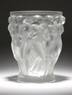 Appraisal: A Lalique ''Bacchantes'' art glass wine cooler vase Third quarter