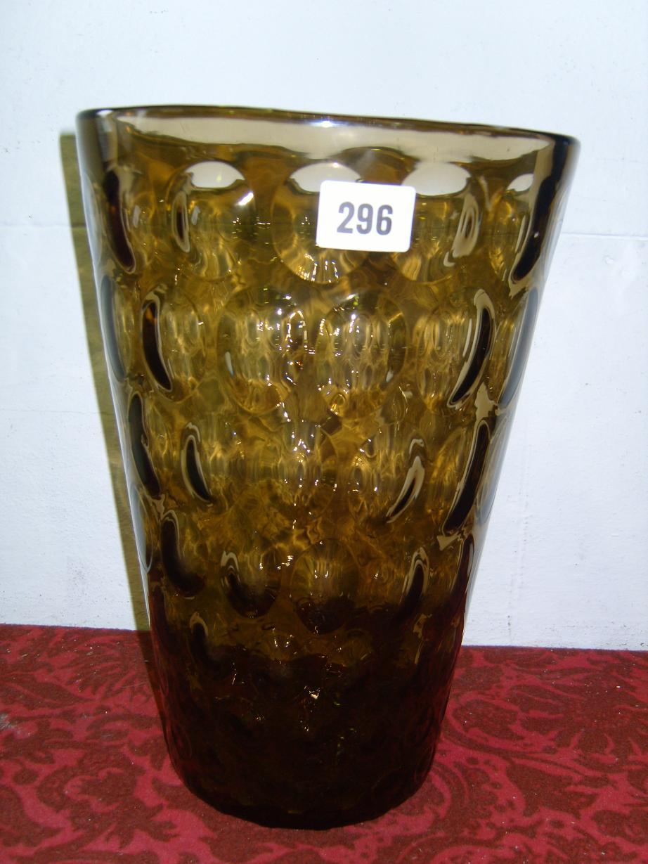 Appraisal: A large glass vase of flared form possibly Whitefriars with