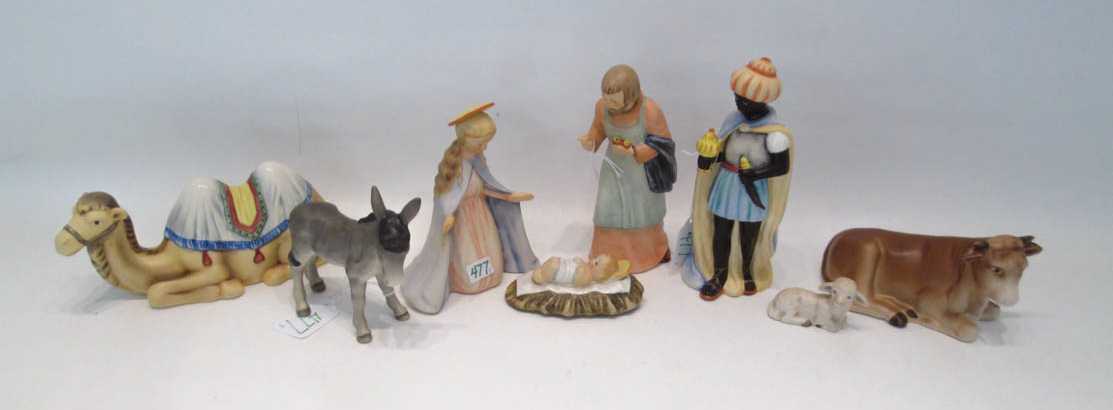 Appraisal: EIGHT HUMMEL PORCELAIN NATIVITY FIGURINES marks from to present TM-