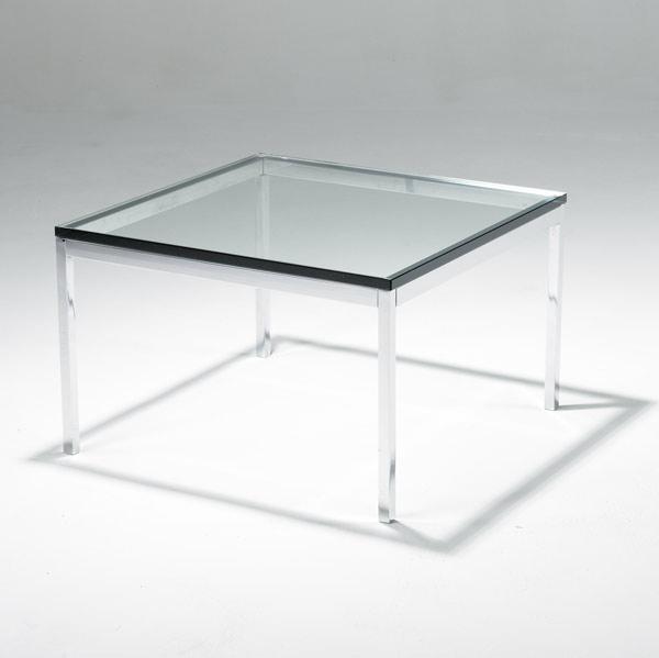 Appraisal: KNOLL Square coffee table with chrome frame and glass top