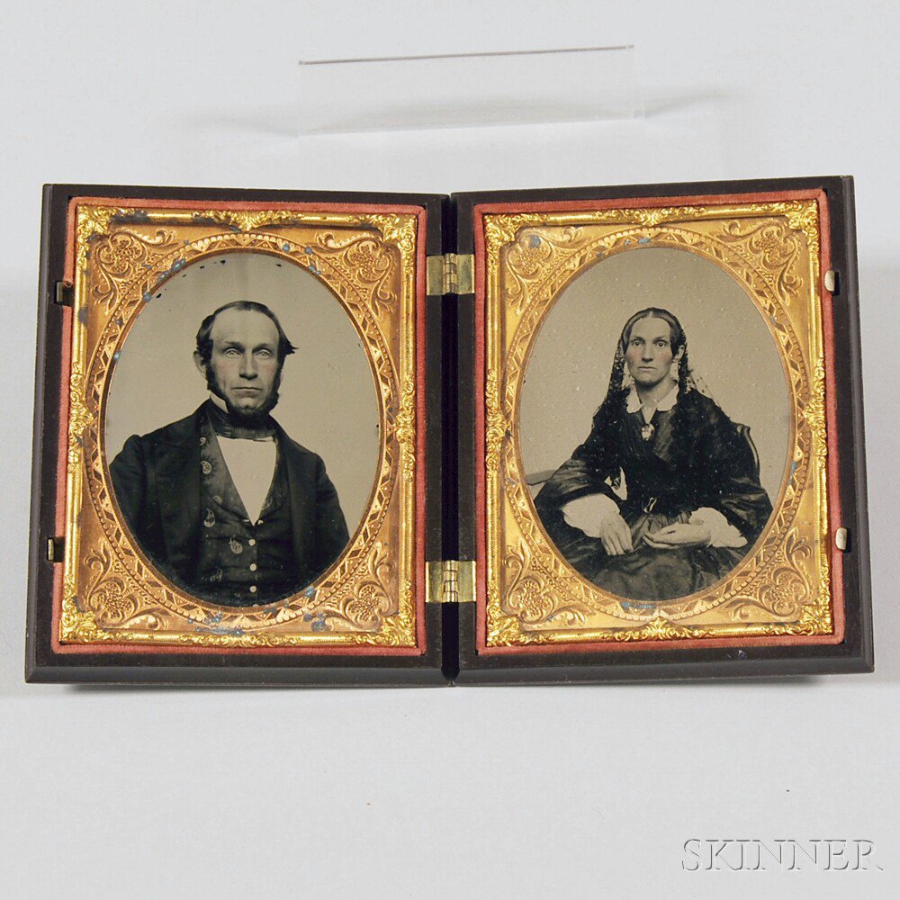 Appraisal: Quarter-plate Ambrotype Portraits of a Husband and Wife with tinted