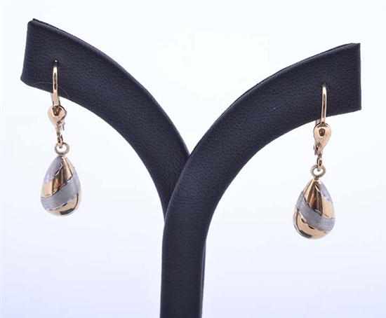 Appraisal: A PAIR OF TWO TONE DROP EARRINGS STAMPED CT GOLD