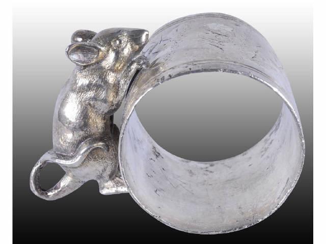 Appraisal: Small Mouse Figural Napkin Ring Description Small mouse huddles by