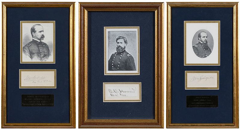 Appraisal: Three Union General Signatures cut signature with portrait John Schofield