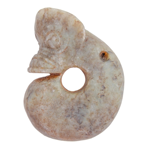 Appraisal: An archaistic style jade pebble carving in the form of