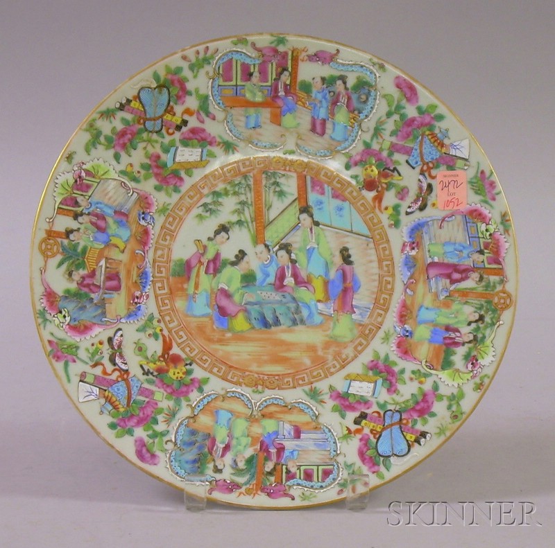 Appraisal: Circular Chinese Export Porcelain Rose Mandarin Platter dia in Glaze