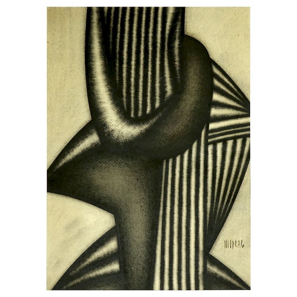 Appraisal: Miodrag Dordevic Serbian Charcoal On Paper Miodrag Dordevic Serbian b