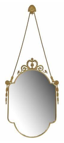 Appraisal: Small Italian brass hanging wall mirror th c brass shell