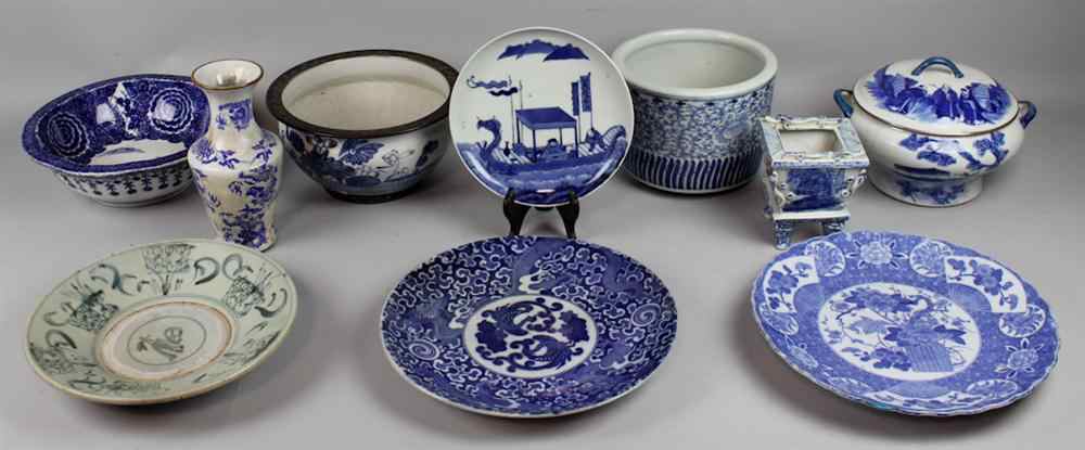 Appraisal: GROUP OF ASIAN BLUE AND WHITE ITEMS including Chinese baluster