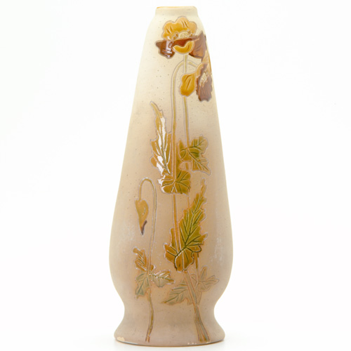 Appraisal: ROSEVILLE Rozane Woodland tapering vase decorated with brown and amber