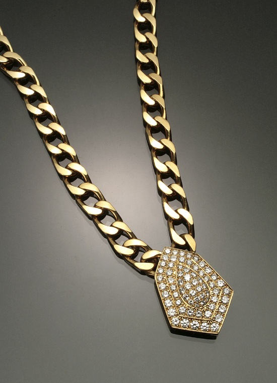 Appraisal: Princess Length Tested -Karat Yellow-Gold and Diamond Necklace The three-tiered