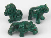 Appraisal: Three carved malachite animals a lion a hippopotamus and a