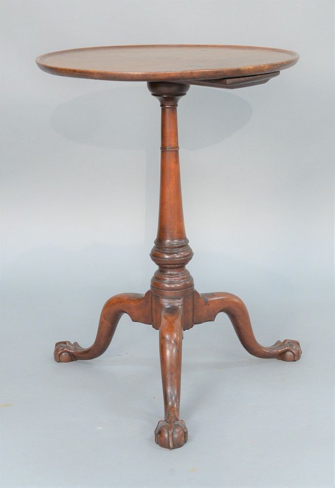 Appraisal: Chippendale Cherry Kettle Stand having round dished top on turned