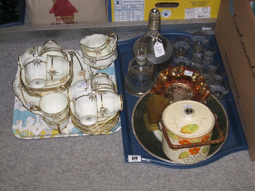 Appraisal: Lot comprising two trays of ceramics and glassware to include