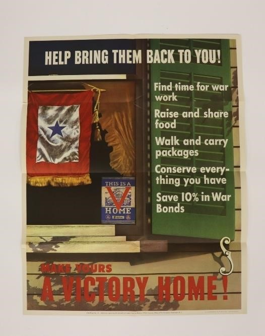 Appraisal: WW II poster Victory Home x Condition tear creased yellowing