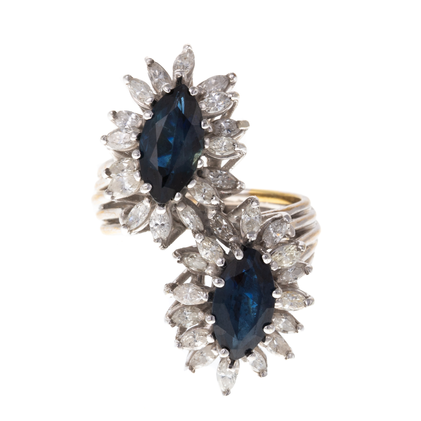 Appraisal: A SAPPHIRE DIAMOND BYPASS RING IN K c - K