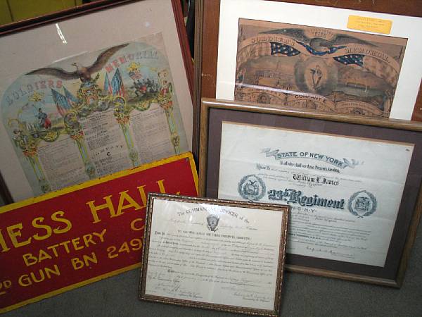 Appraisal: A lot of five framed military prints and one Mess