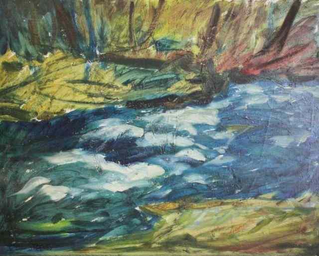 Appraisal: STEEVES Bill Oil on Canvas of a Riverbank Signed lower