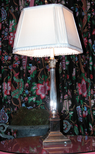 Appraisal: Pair of Silver plated Columnar Table Lamps with Corinthian Capitols