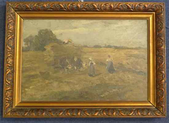 Appraisal: Vitus Staudacher German - oil on board Harvest scene with