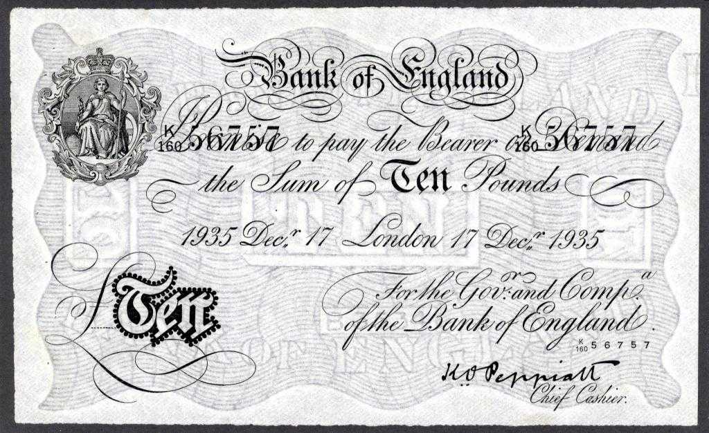 Appraisal: BANK OF ENGLAND K O PEPPIATT WHITE TEN POUNDS OPERATION