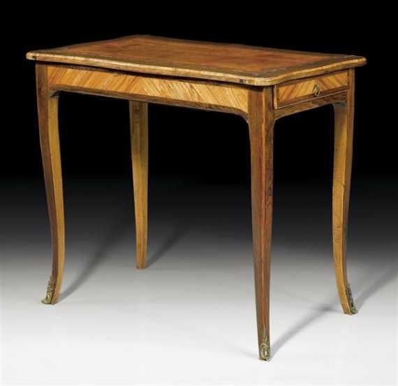 Appraisal: TABLE A ECRIRE Louis XV style Paris th century Tulipwood