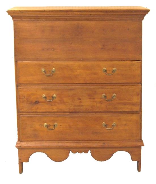 Appraisal: Antique pine blanket chest hinged lid with molded edge three