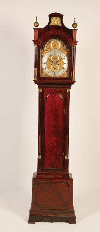 Appraisal: A GEORGE III MAHOGANY LONGCASE CLOCK the arch top dial