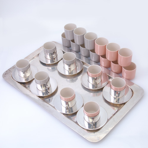 Appraisal: Eight Porter Blanchard silver demitasse cups and saucers on rectangular