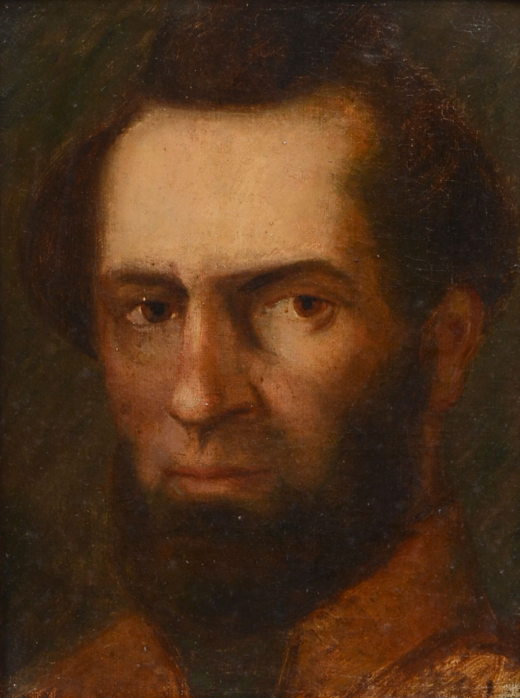 Appraisal: EARLY NAIVE PORTRAIT PAINTING OF ABRAHAM LINCOLN Oil Canvas ''