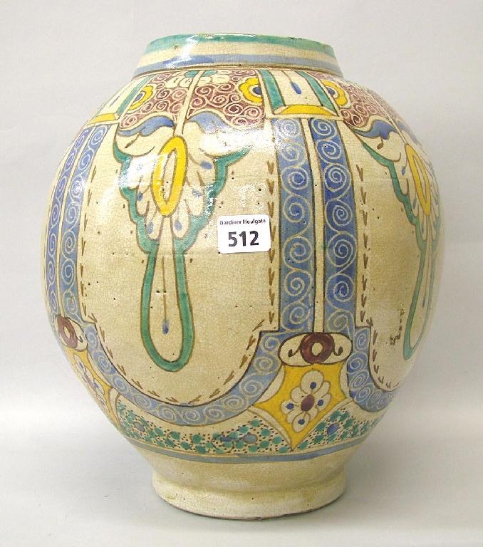 Appraisal: Decorative th century Persian style ovoid vase painted with stylised