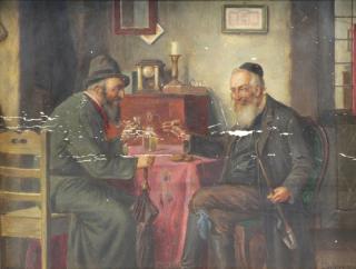 Appraisal: OSTERSETZER Carl Oil on Panel The Conversation Signed lower right