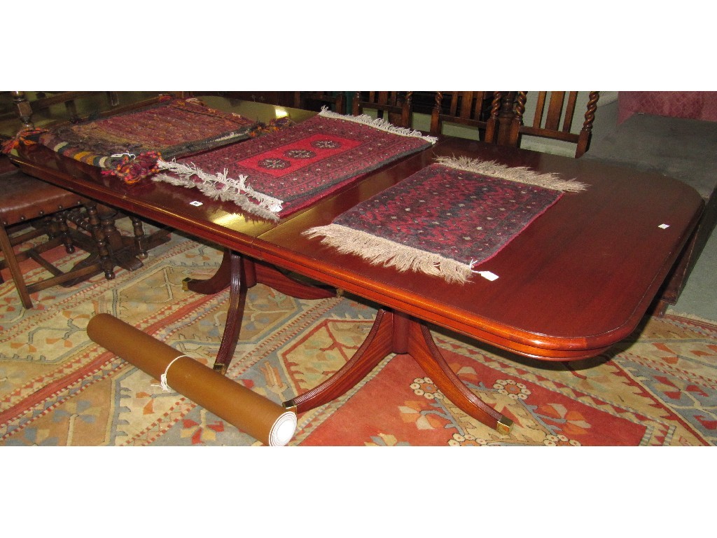 Appraisal: Reproduction mahogany twin pedestal dining table