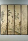 Appraisal: CHINESE W C'S ON SILK - Architectural Panels including Woman