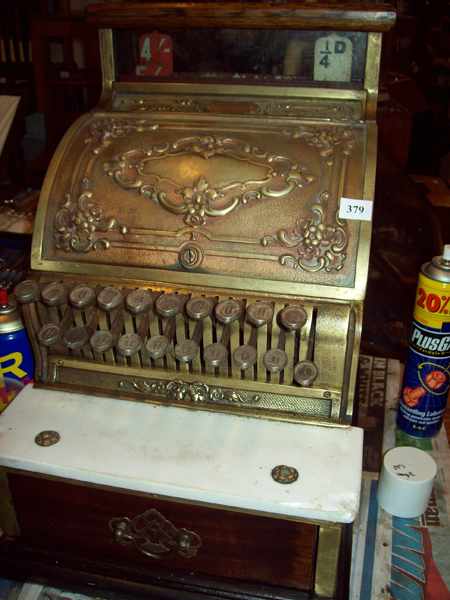 Appraisal: A MID VICTORIAN MINIATURE BRASS CASH REGISTER